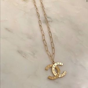 Repurposed Chanel Gold Paperclip Necklace